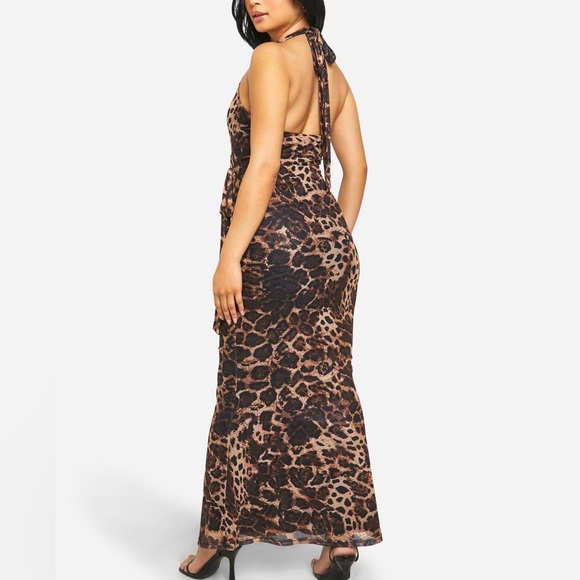 Leopard Print Halter Maxi Dress - Picture 2 of 6